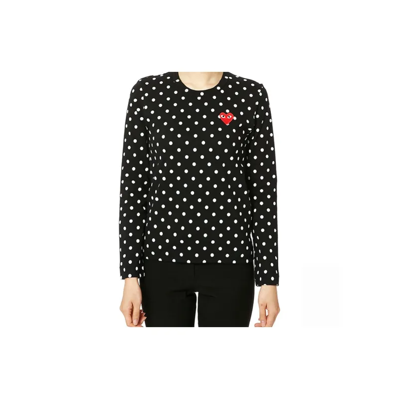 CDG Play Polka Dot Long Sleeve T Shirt 'Black'-2
