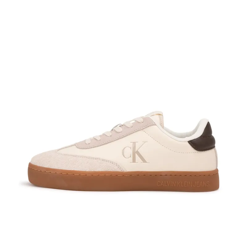 CALVIN KLEIN Low Top Skateboard Shoes Men's Milk White/Cocoa Brown-1
