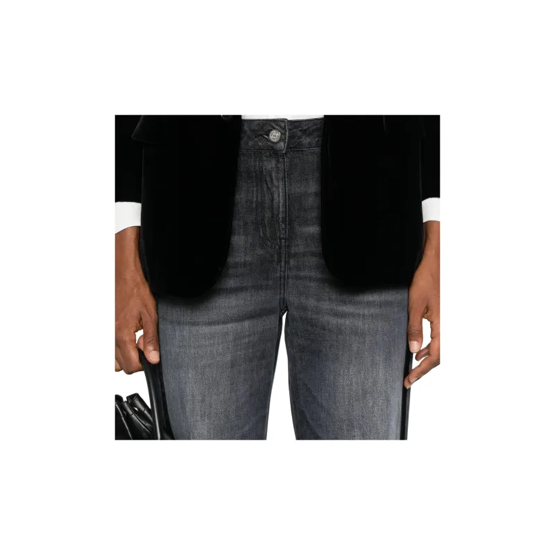 Elisabetta Franchi Satin Band Wide Leg Jeans-4