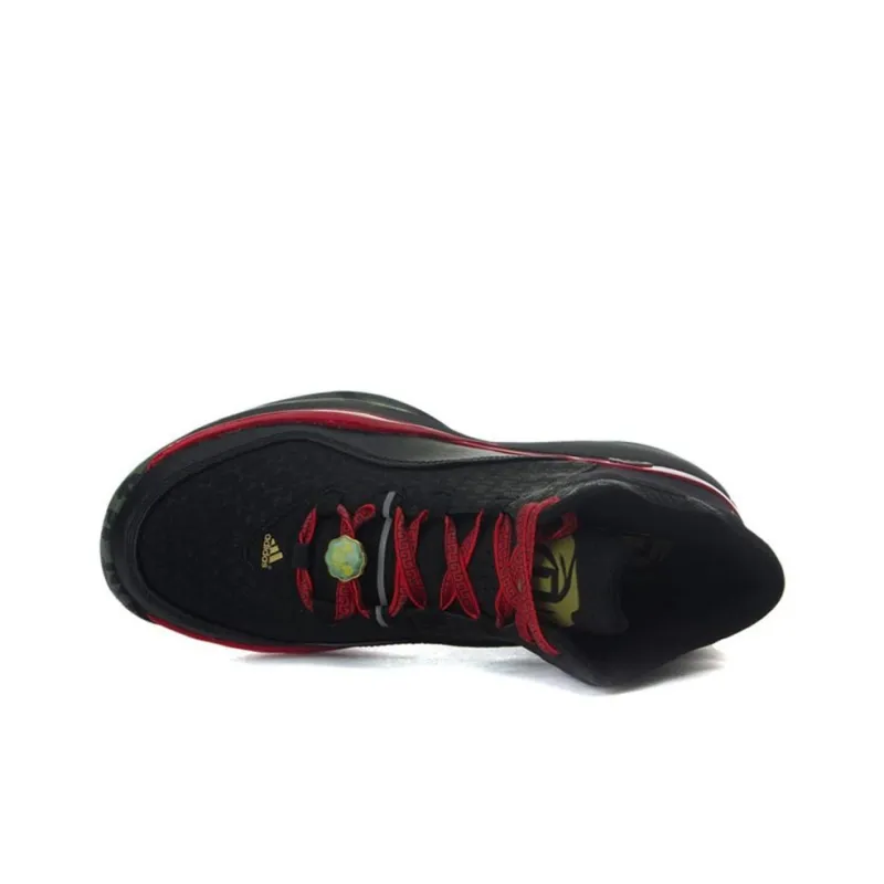 Adidas Wear-Resistant High-Top Basketball Shoes Men's Black Red-2