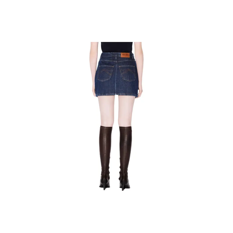 KENZO Stripe Detailed Denim Mini Skirt-4
