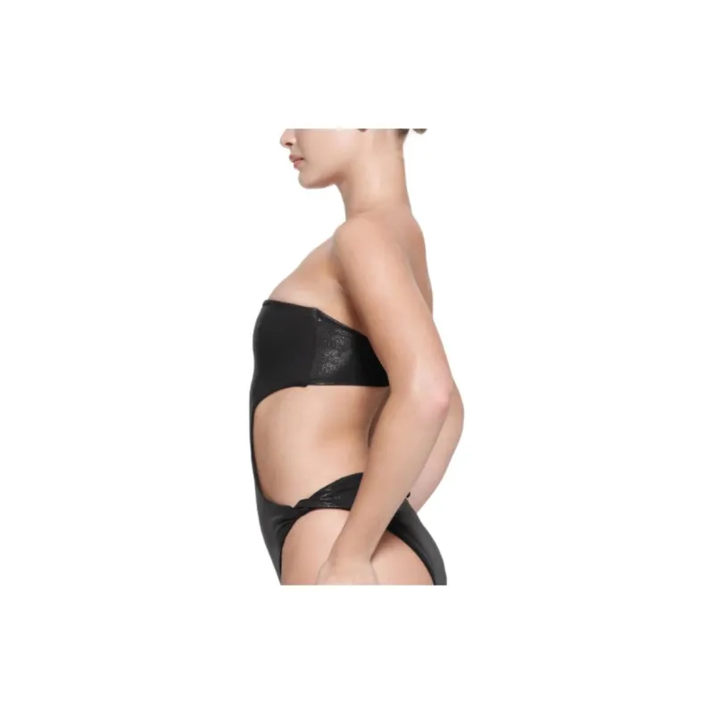 SKIMS LIQUID SHINE SWIM STRAPLESS CUT OUT MONOKINI One-piece Swimsuit Women's ONYX/Onyx-2