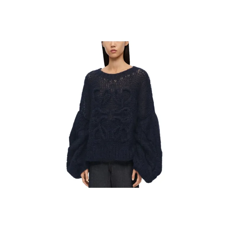 LOEWE Anagram Logo Embroidered Crewneck Oversized Jumper-2