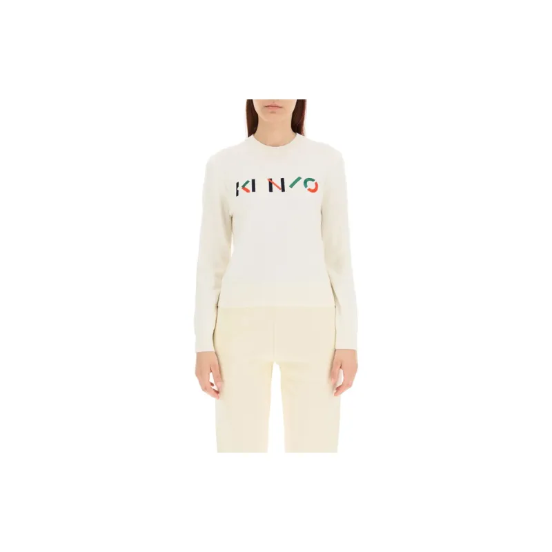 KENZO Letter Logo Knitwear Women's Beige Yellow-3