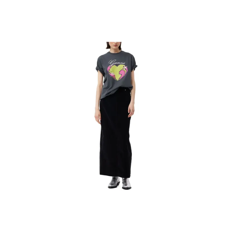 GANNI Relaxed Heart T-Shirt T-Shirt Women's Volcanic Gray-2