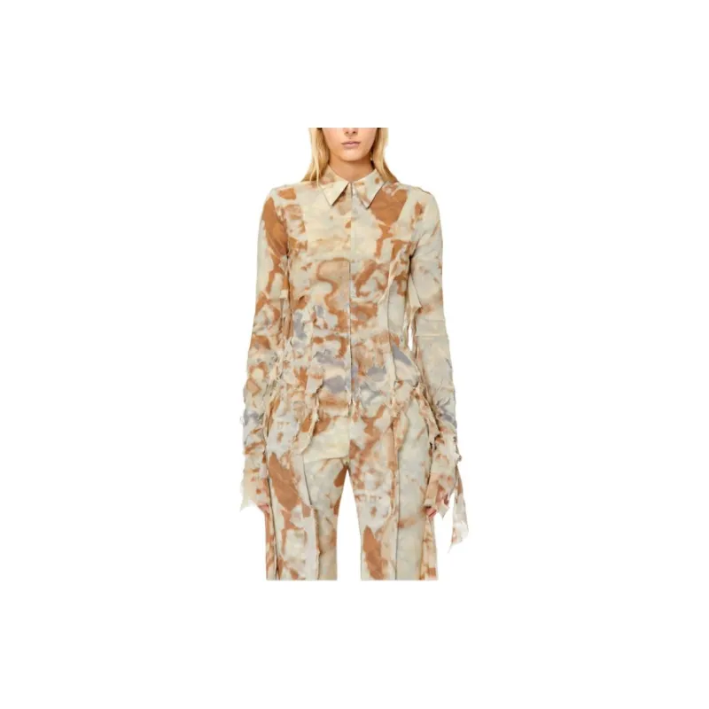 DIESEL Camo Shirt In Two-Layer Chiffon Shirt Women's Multicolor-3