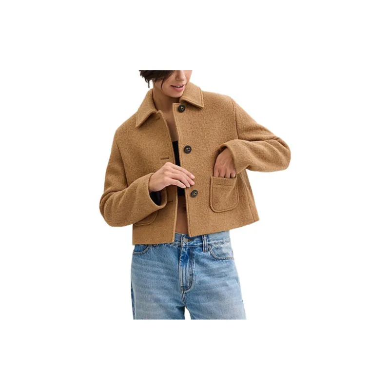 COACH FW24 Cropped Coat Women's Camel-1