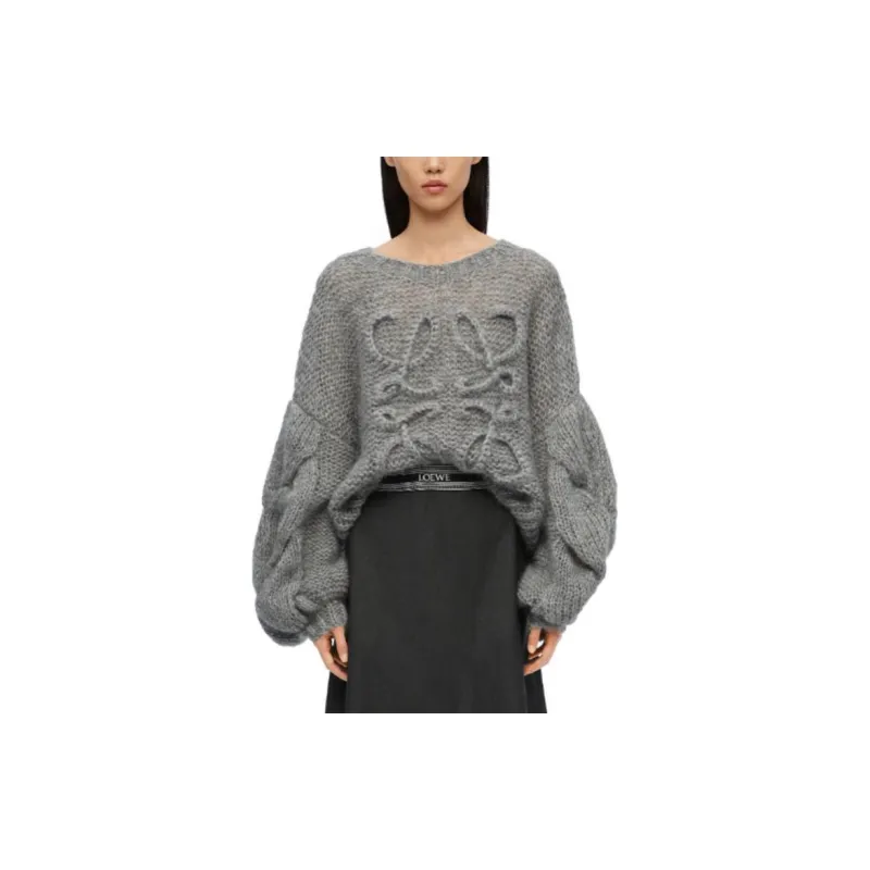 LOEWE Anagram Logo Embroidered Crewneck Oversized Jumper-6