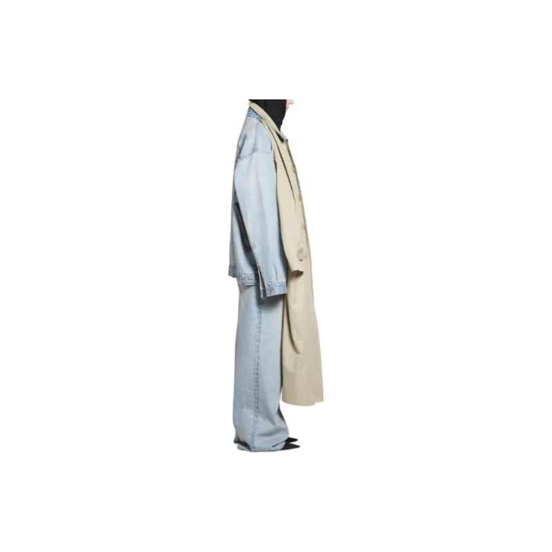 Balenciaga Asymmetric Layered Jeans Coat-4