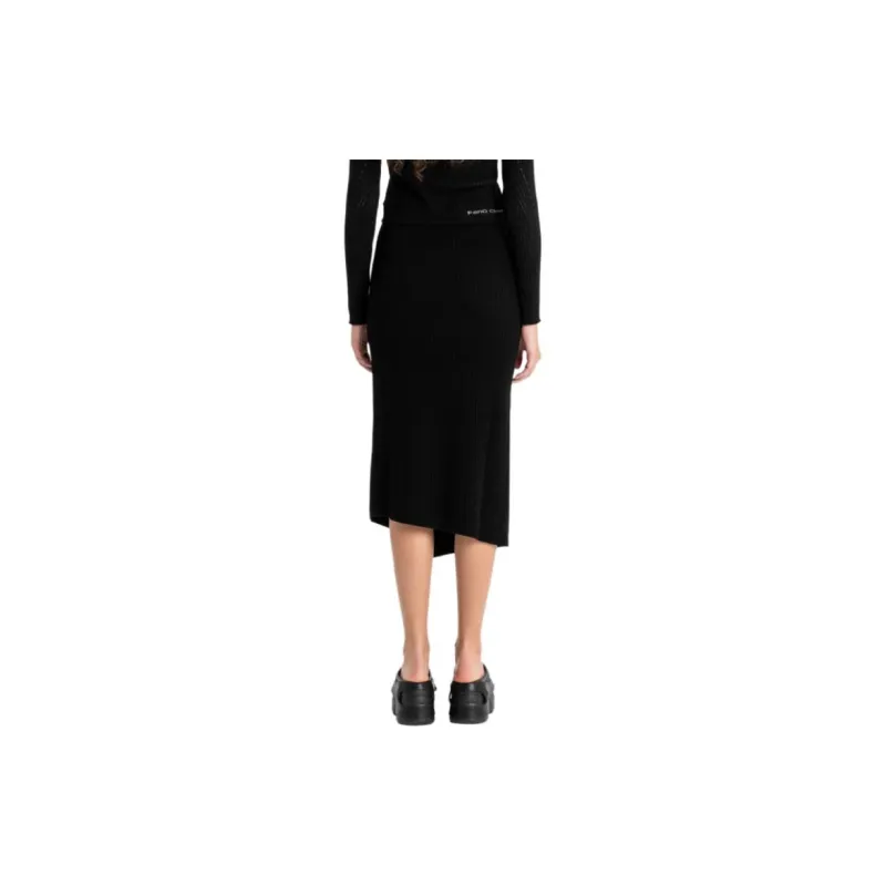 Feng Chen Wang Ribbed knit Wool Midi Skirt-2
