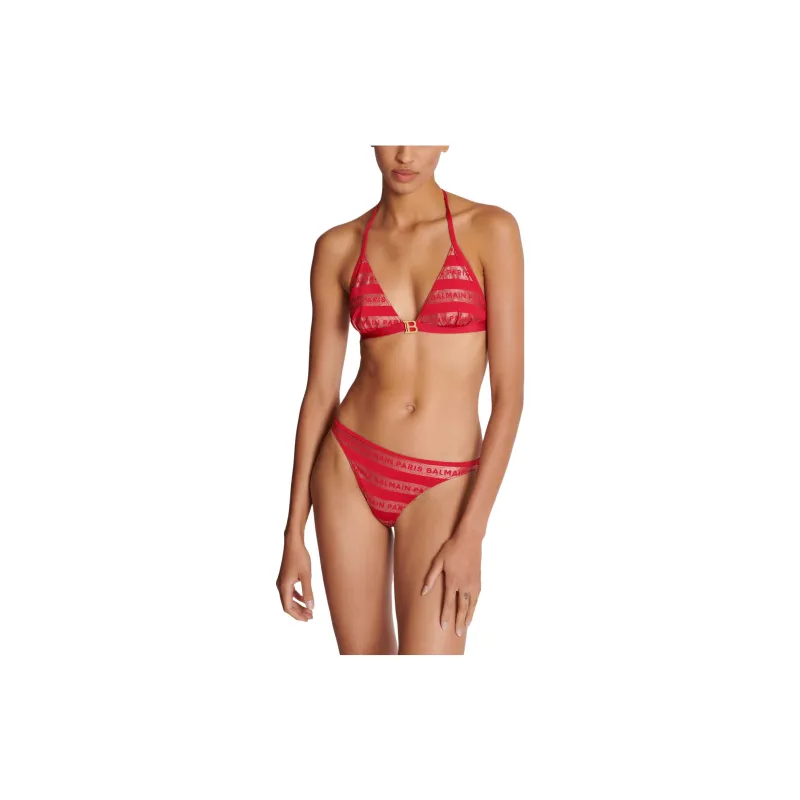 BALMAIN Logo-print Triangle Bikini Set-2