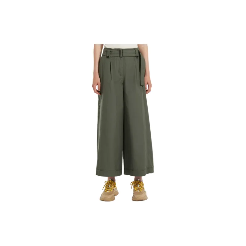 WEEKEND MaxMara Recco Collection Cotton Canvas Trousers Casual Pants Women's Khaki-2