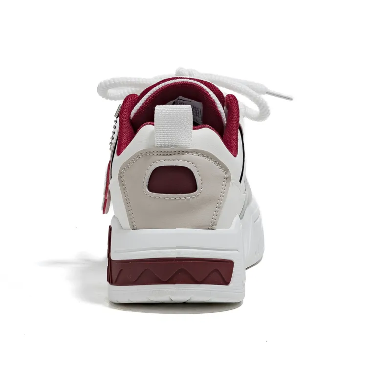 Warrior Low Top Skateboard Shoes Unisex White Gray Red-6