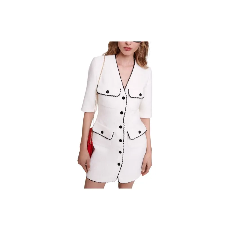 Maje V neck Button up Minidress-4