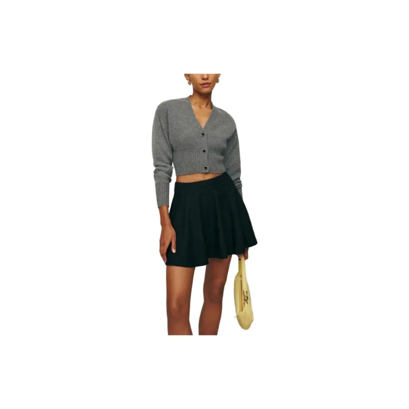 REFORMATION Dakota Skirt Casual Short Skirts Women's Black-3