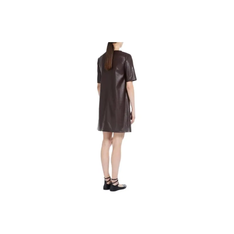 MaxMara Eliot Collection Crocodile-Print Dress Short-Sleeved Dresses Women's Burgundy-2