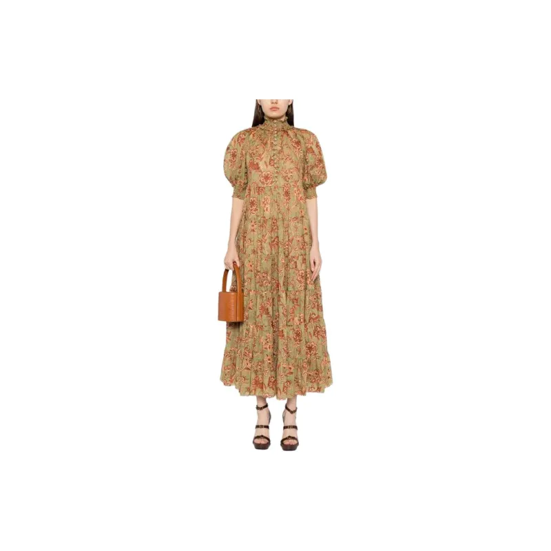 Zimmermann SS24 Short-Sleeved Dresses Women's Sage Green-1