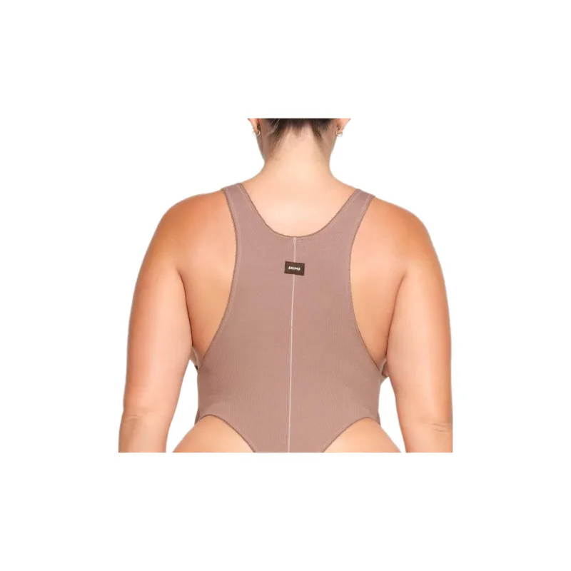 SKIMS COTTON RIB PICOT TANK BODYSUIT Bodysuits Women's UMBER/Brown-2
