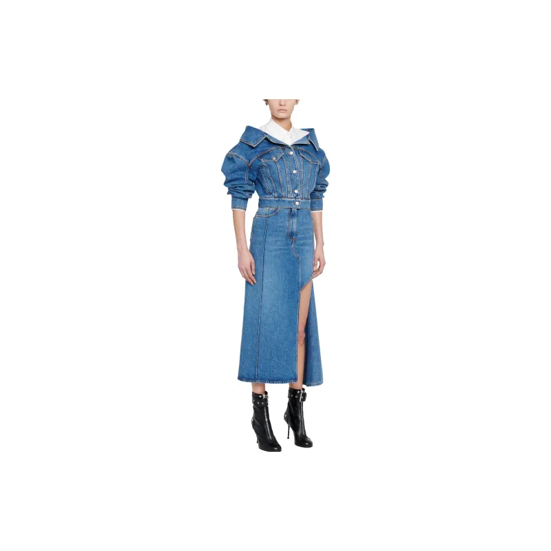 Alexander McQueen Cropped Denim Jacket-3