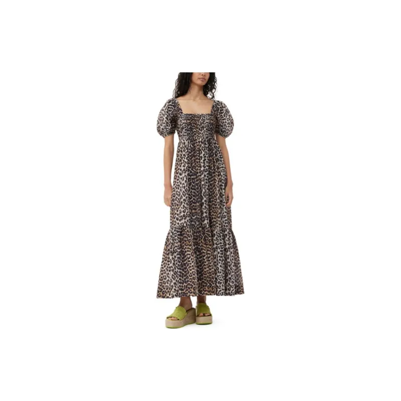 GANNI Short Sleeved Dresses Women's Leopard Color-2