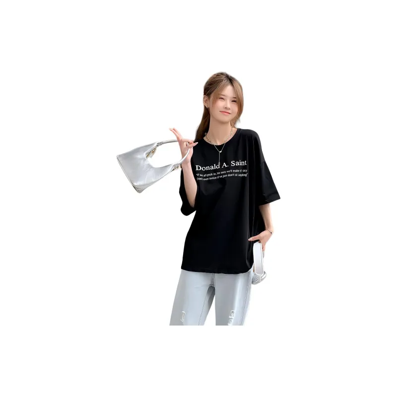 OTHERMIX Drop Shoulder Sleeve T-Shirt Women's Black-1
