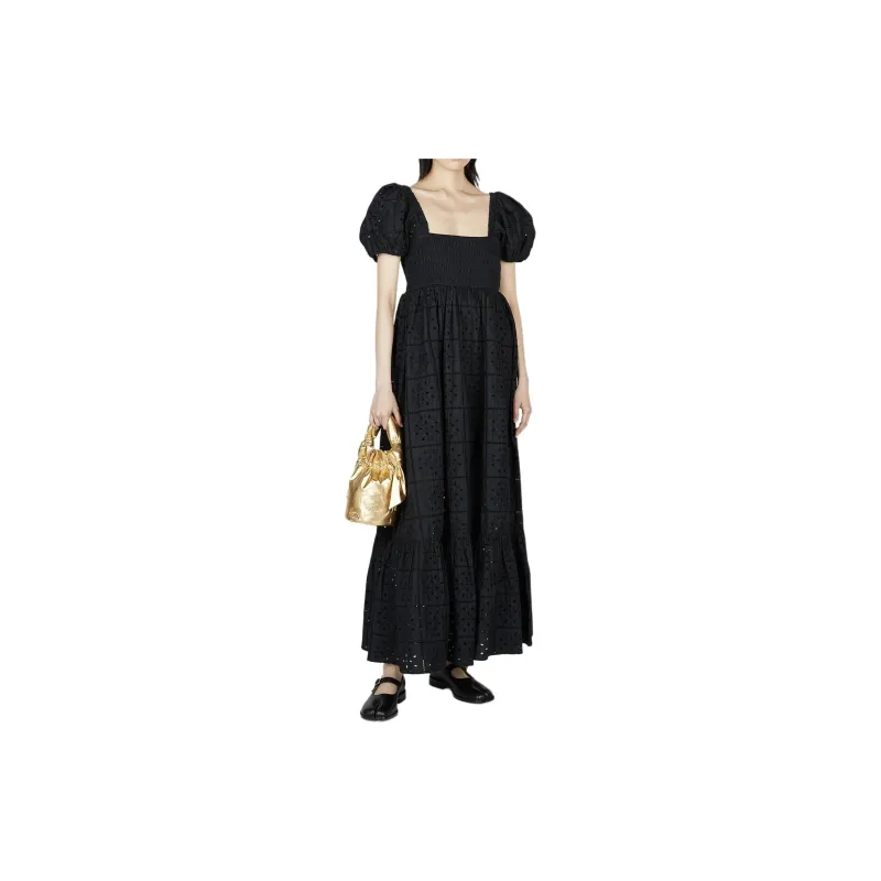 GANNI Broderie Anglaise Puff-Sleeved Maxi Dress-5