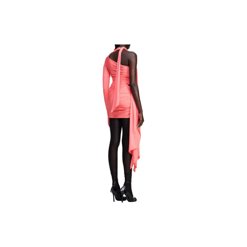 Mugler H&M Knot Detail One Shoulder Dress Pink-1