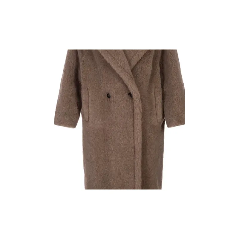 MaxMara Double-breasted Shearling Midi Coat-3