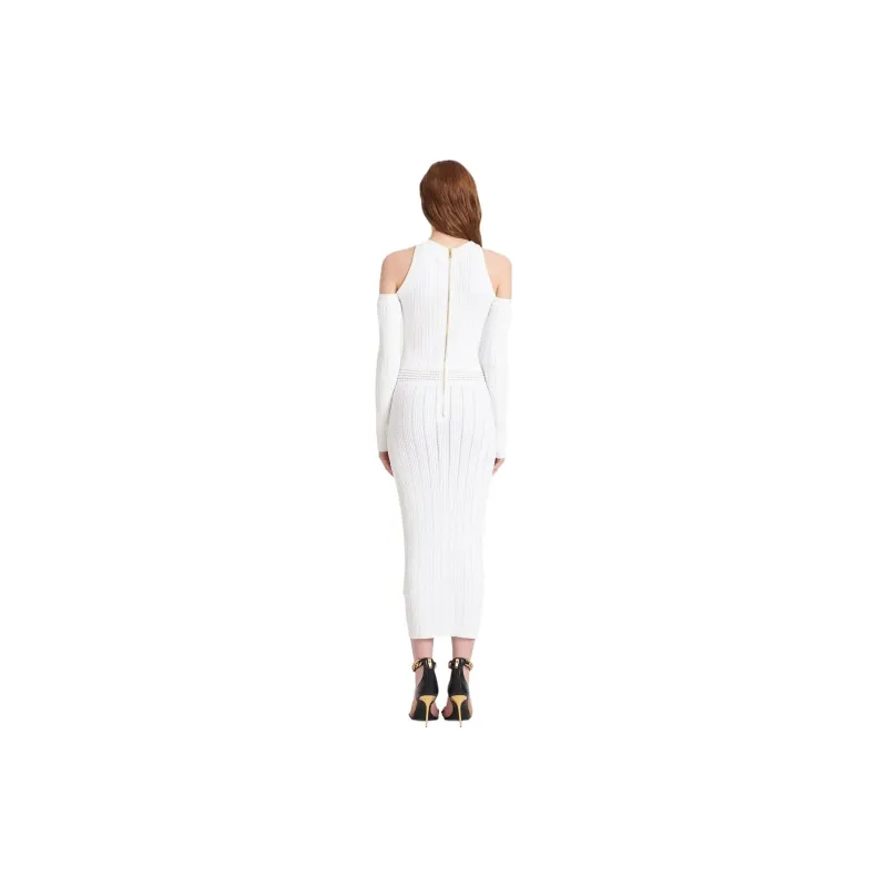 BALMAIN Long Sleeved Dresses Women's White-3