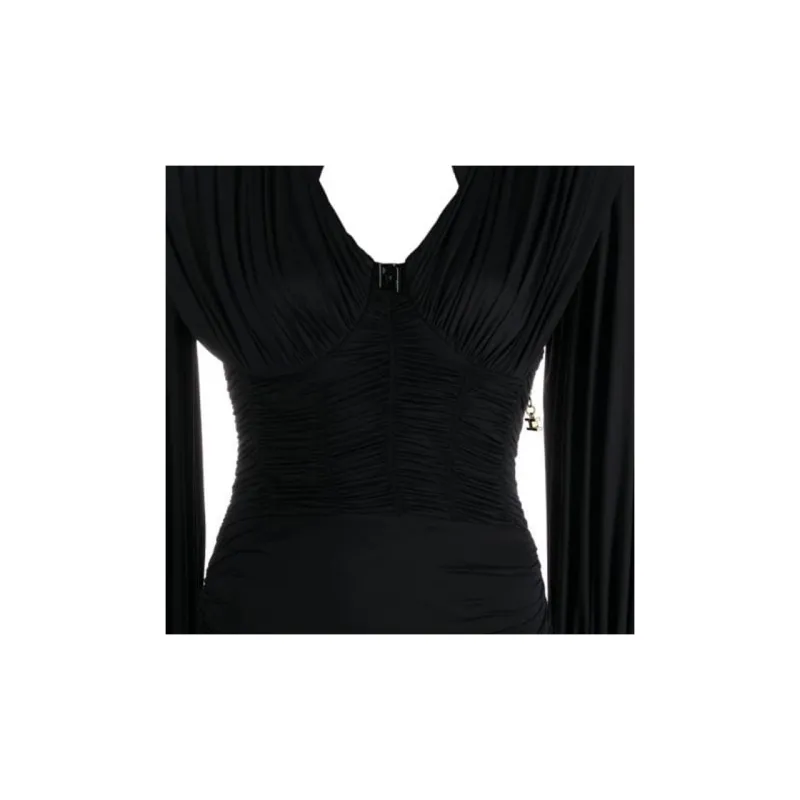 Elisabetta Franchi Long-Sleeved Dresses Women's Black-4