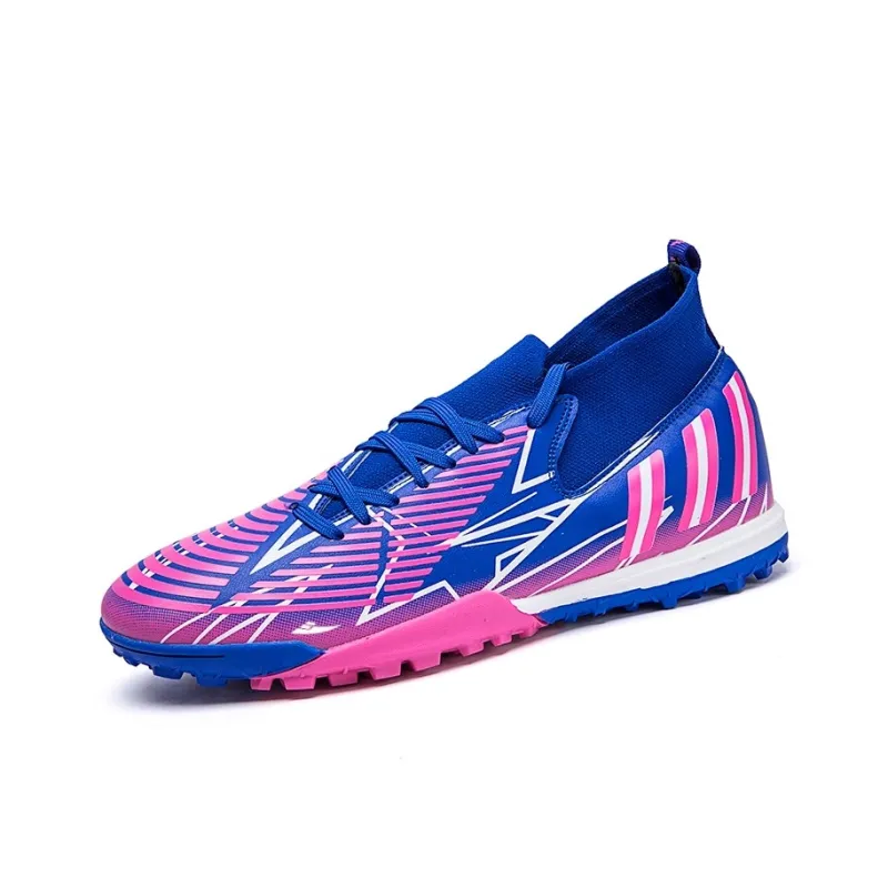 Kuding Soccer Shoes Unisex Mid Top Blue Peach Red/All Black/White Moon/Black Rose Red-10