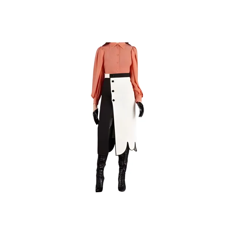 GUCCI Casual Long Skirts Women's Black White-1