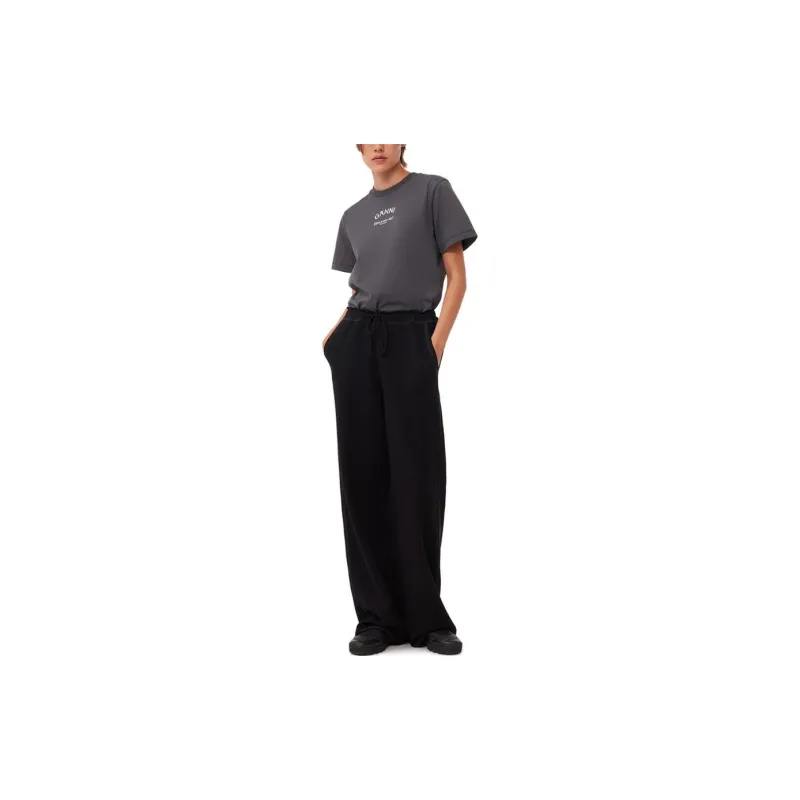 GANNI Frayed Edge Logo Embroidered Track Pants-1