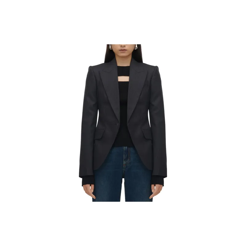 Alexander McQueen Pinstriped Single Breasted Blazer-1