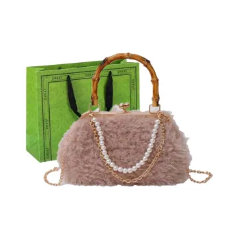 KARUISHA Fuzzy One Shoulder Handbags Women's Brown/Gray/White/Pink/Black/Coffee