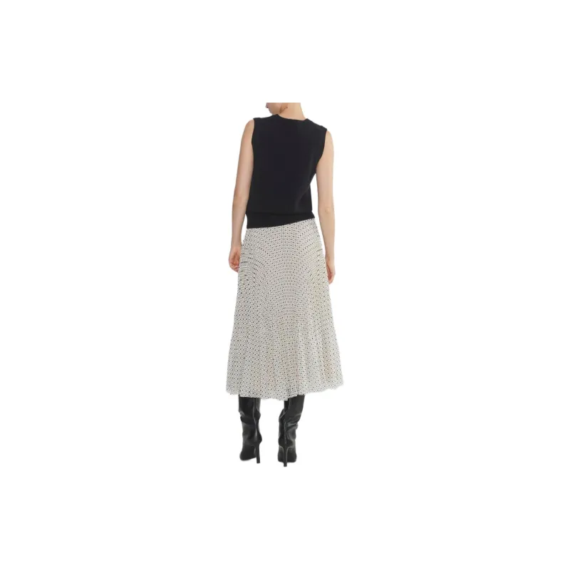 ARITZIA Wilfred New Twirl Pleated Skirt Casual Long Skirts Women's Light Birch Black/Light Birch Wood Black-2