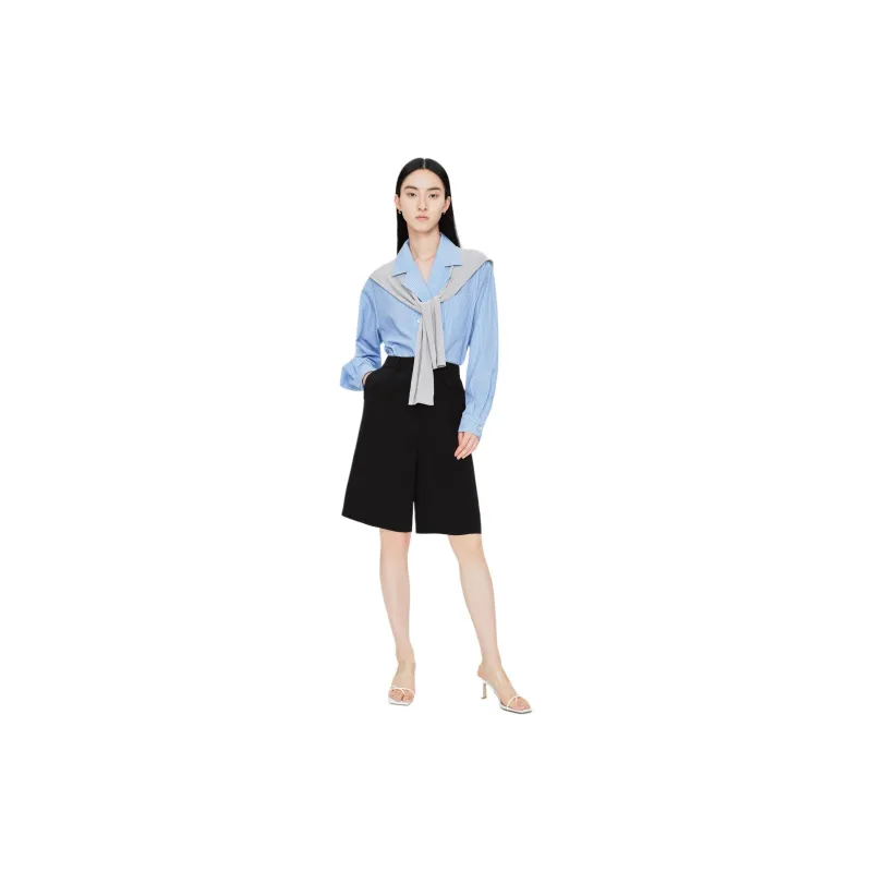 TKY SHOP Shirt Women's Blue Stripes Pattern-5