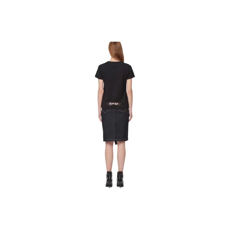 EVISU Casual Long Skirts Women's Denim Blue/Black-5