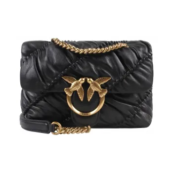 PINKO Cow Leather Swallow Bag, Shoulder Bag, Crossbody Bag Mini Women's Black