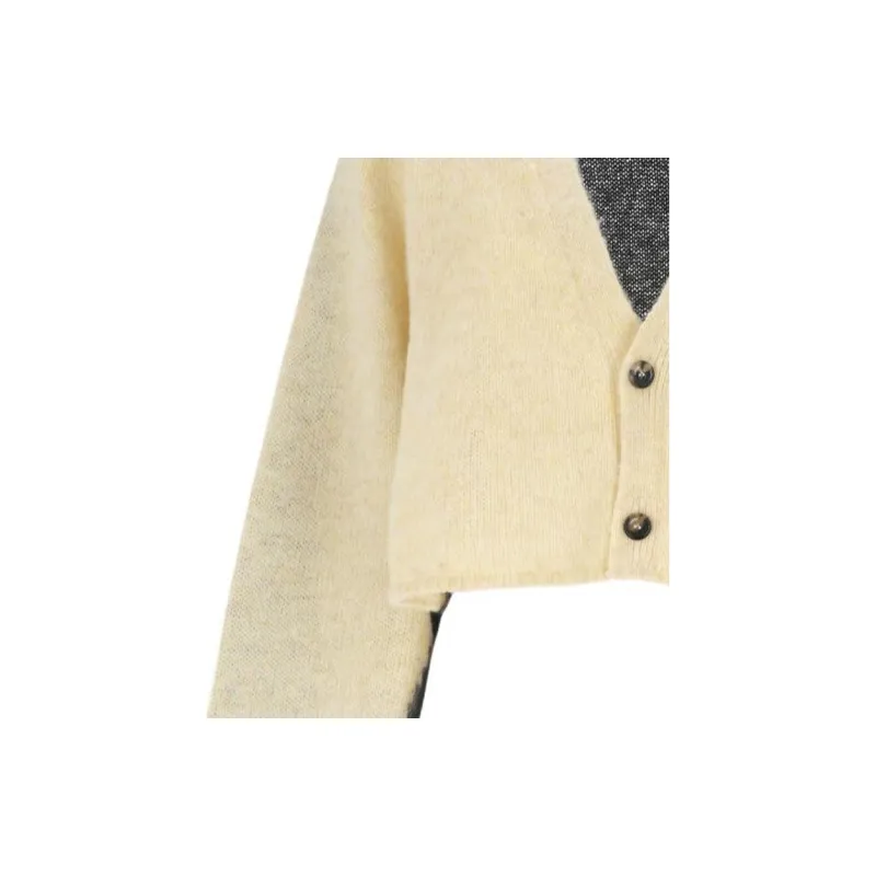 LOEWE Cropped Cardigan 'Yellow/Grey'-4