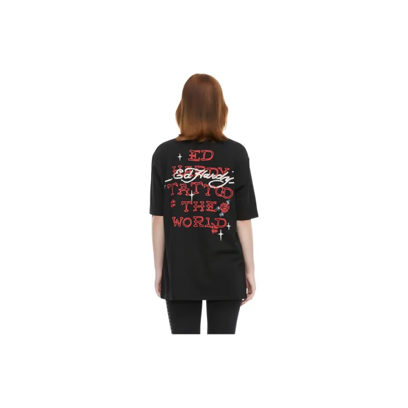 Ed Hardy Fitted T Shirt Women's Black-2