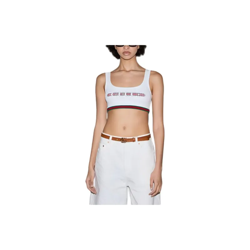 GUCCI Web Detailed Ribbed Crop Top-2