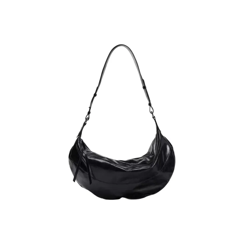 ZARA Polyurethane Shoulder Bag Small Size Women's Black-0