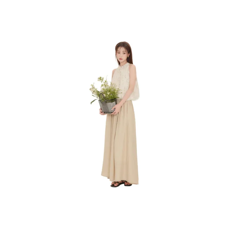 HUASJ Casual Long Skirts Women's Khaki Green-2