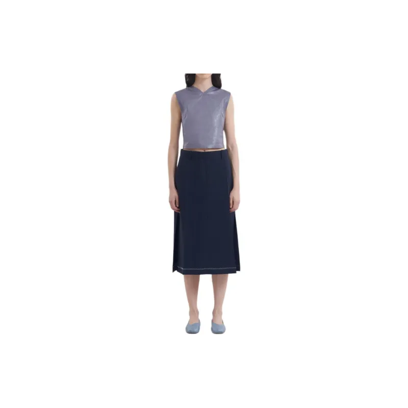 MARNI Asymmetric Hem Wool Skirt 'Blue'-1