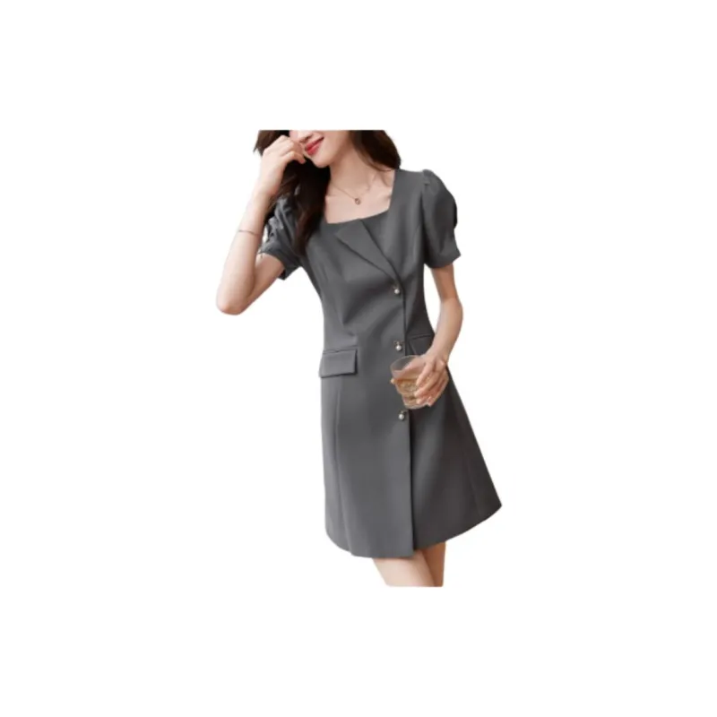 Mo Han Yi Mei Short Sleeved Dresses Women's Premium Gray-2