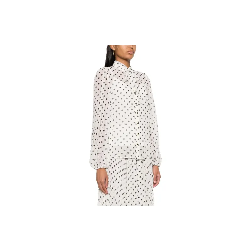 Zimmermann Polka dot Print Tie neck Blouse-3