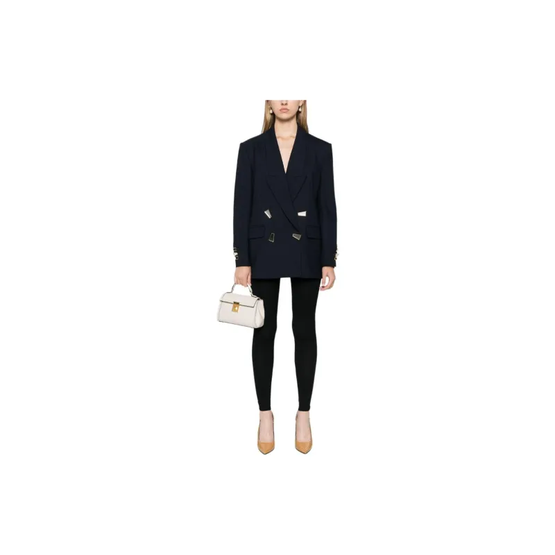 PINKO Mirror Detailed Double Breasted Striped Blazer-1