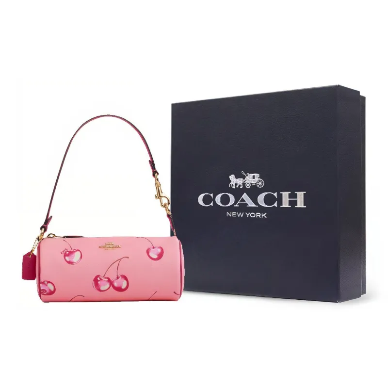 COACH Nolita Coated Canvas With Smooth Leather One Shoulder Handbags Small Size Women's Blossom Pink & Bright Purple-8