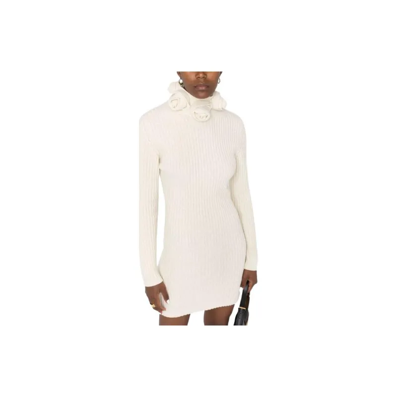 Blumarine Rose Detailed Knitted Mini Dress-3